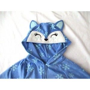 NEW One-Piece Pajamas Fleece Sz XS (6/6X) Blanket Sleeper Union Suit Hooded Fox
